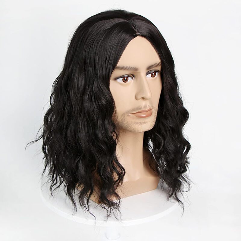 Cross-border men's wig, shoulder-length wavy style with a middle part, suitable for cosplay and Halloween parties, full head cover Cross-border men's wig, shoulder-length wavy style with a middle part, suitable for cosplay and Halloween parties, full head cover