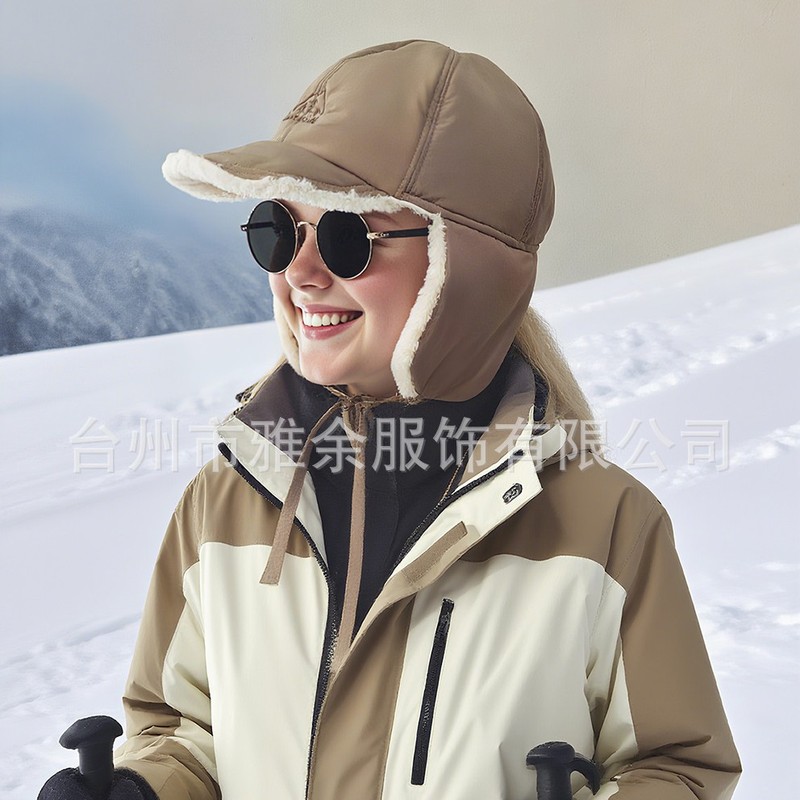韩国小众加绒系带雷锋帽男女秋冬季滑雪骑车防风护耳帽子飞行员帽|undefined