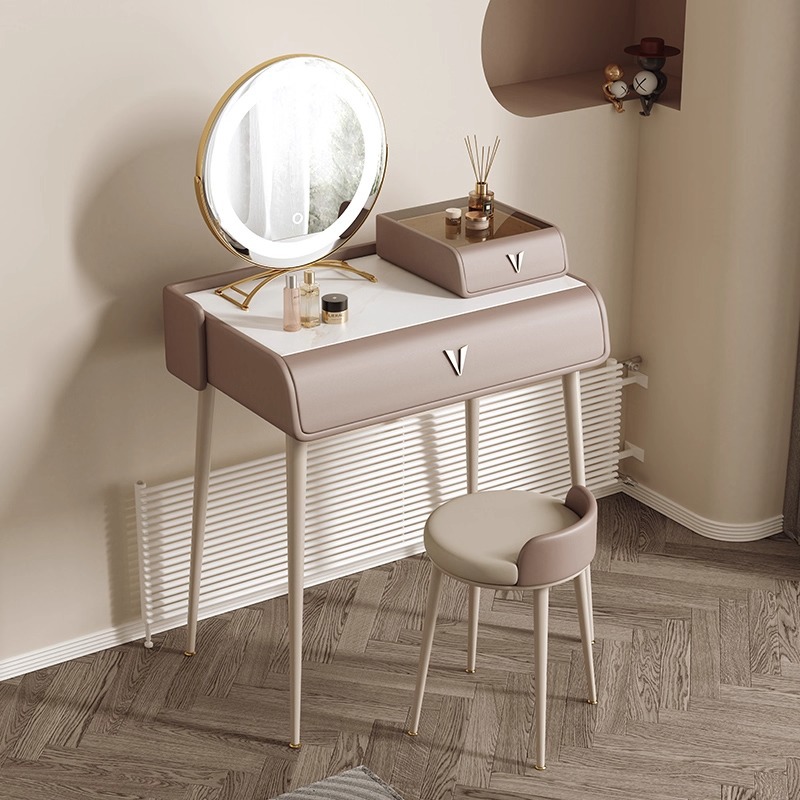 0.7 화장대 + 보석함 + 스툴 + 거울 [웨니브라운]