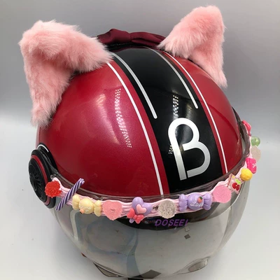 Decoration with 3D Cat Ears: Dəbilqə (Kaska) aksesuarları - a-pair-of-pink-three-dimensional-cat-ears-helmet-not-included