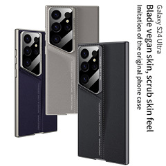 跨境新款適用三星S23Ultra刀鋒手機殼純色素皮s24Ultra亞馬遜皮套