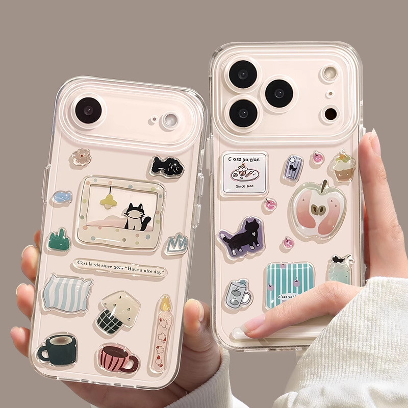 Apple 17 Pro Max用スマホケース 透明 iPhone 17 Pro 可愛いDIY猫柄 17 全面保護 Air ソフトケース|undefined