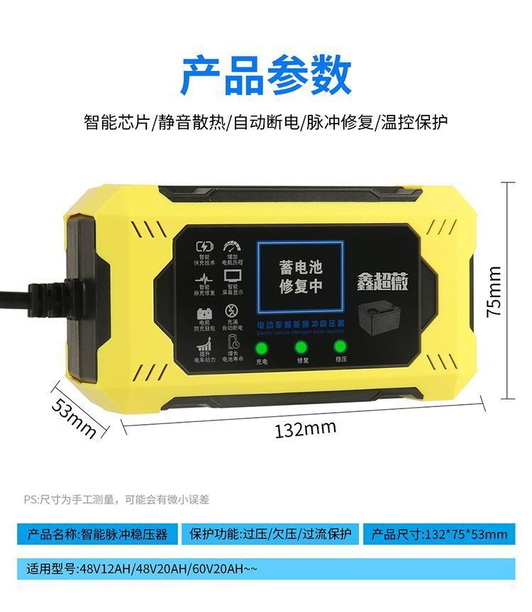 Electric Vehicle Battery Repairer Activates and Extends Battery Life, Pulse Charger, Electric Repairer, Universal Type