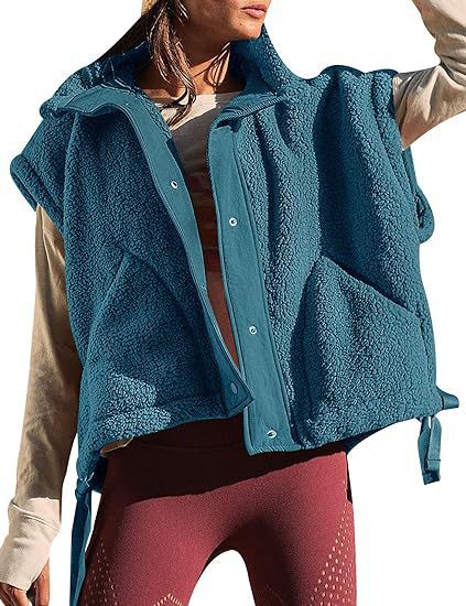 Europa y América del otoño y el invierno de las nuevas mujeres de lana-como chaleco sin mangas casual chaleco chaqueta de gran tamaño Chaleco con bolsillo image 11