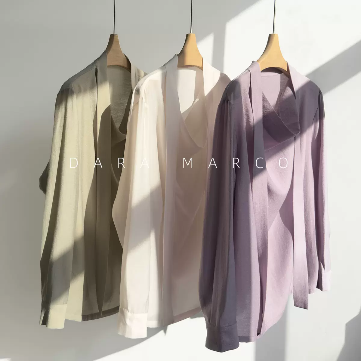 飘逸美感~醋酸混纺荡领飘带半透衬衫女上衣2026春季新款