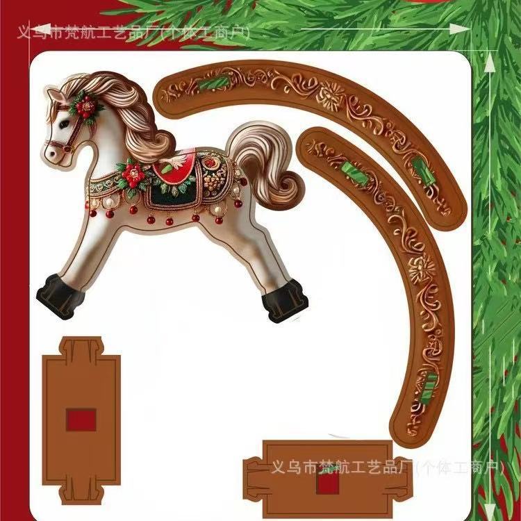 Colgante Navidad mecedor caballo ensamblado juguetes decoración de madera hecha a mano DIY árbol de Navidad con decoración para el hogar