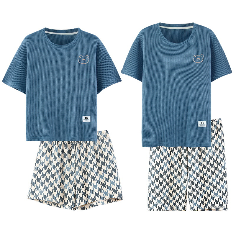 Verano nueva pareja pijamas de algodón estilo coreano los hombres más tamaño casual dibujos animados Delgado homewear traje al por mayor