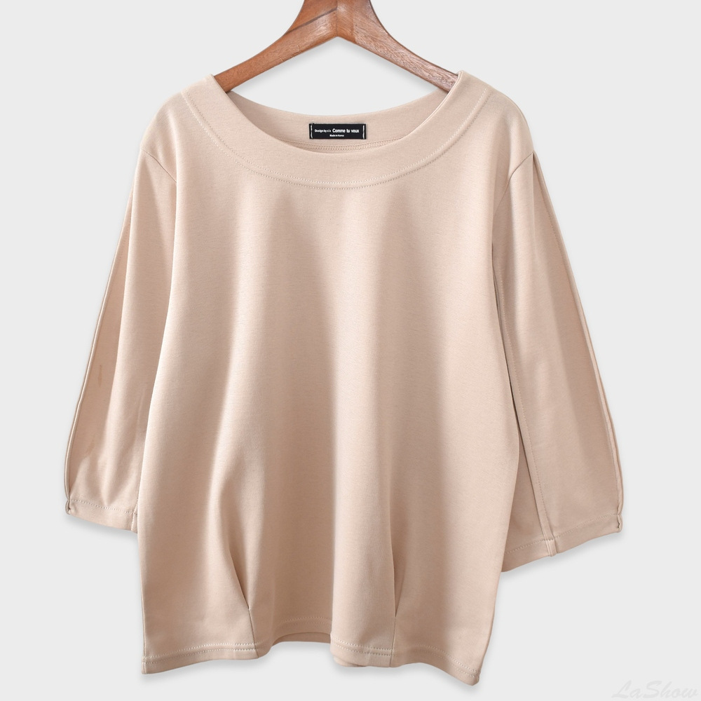 East Gate New Pleated Lantern Sleeve Loose Casual Slim Fit Plus Size Women's T-Shirt 2024 Cross-Border Batch