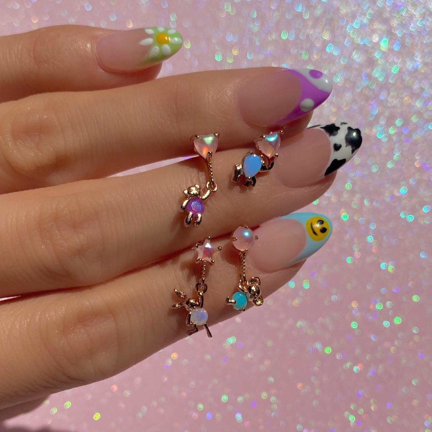 Korean pink peach heart elephant copper ear stud earrings wholesale