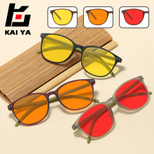 新款复古夜视防蓝光眼镜男高级感黄色平光镜看电脑玩游戏办公护目