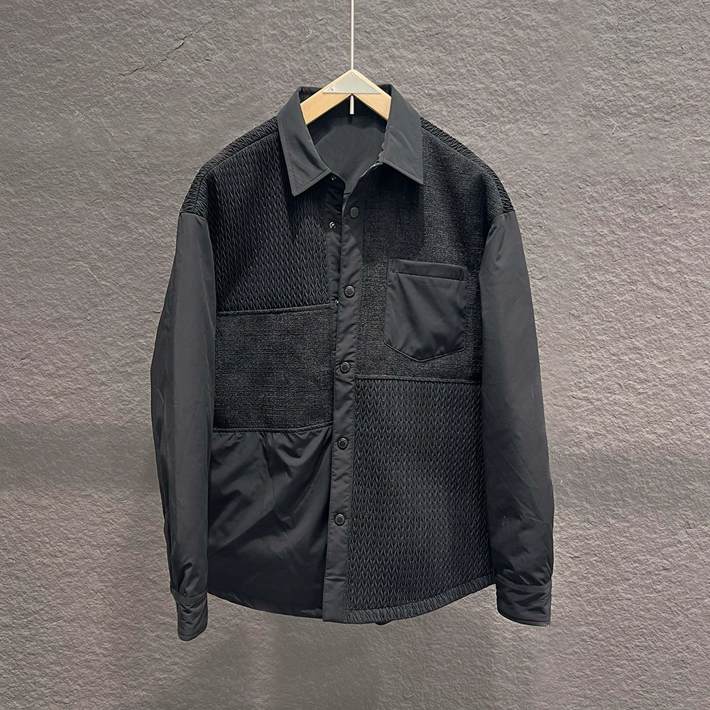 Оптовая продажа 2024 новый модный мужской пуховик в начале зимы лацканные колосья пшеницы с длинными рукавами пуховая рубашка