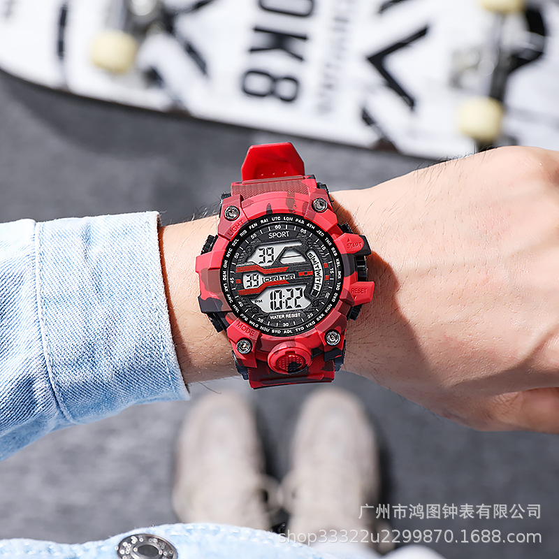 2022 nuevo cross-border amazon gran dial impermeable deportes multi-funcional popular luminoso reloj electrónico de los hombres