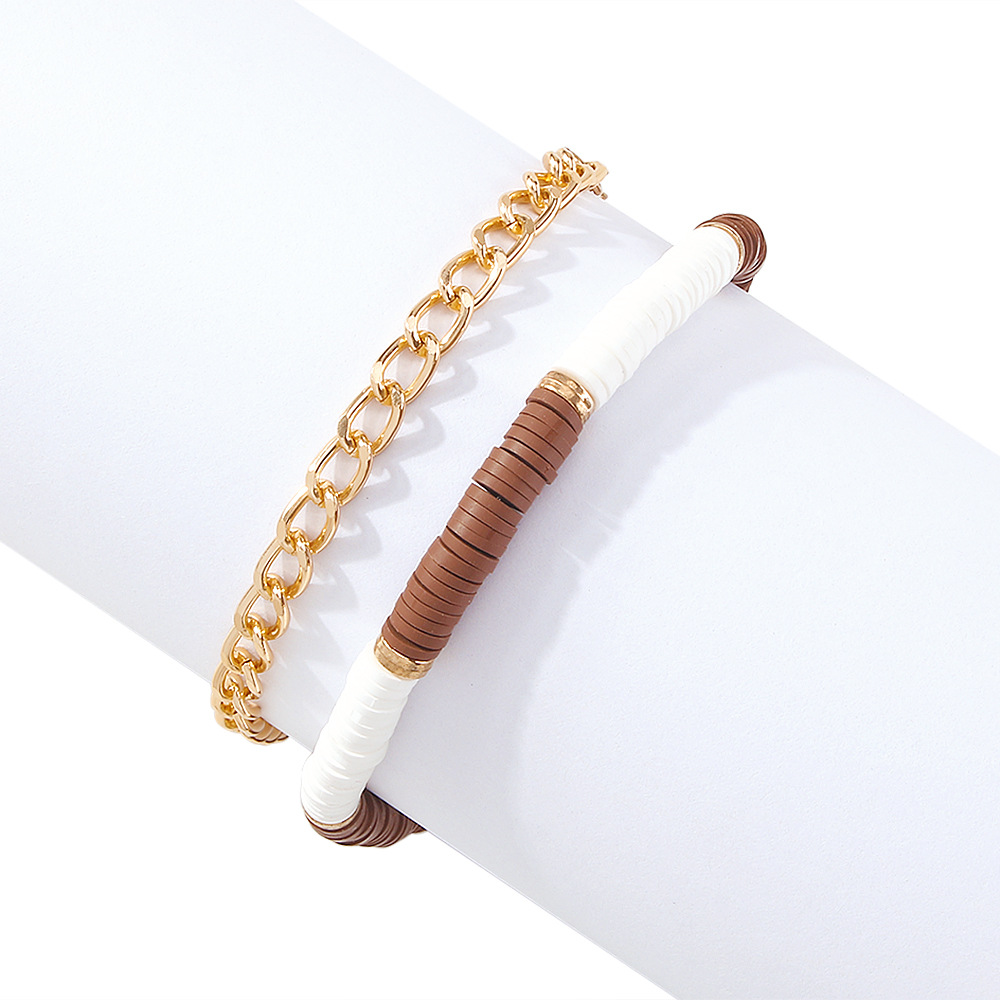 European And American Jewelry Geometric Soft Ceramic Bracelet Set Retro Simple Hollow New Jewelry Female display picture 9