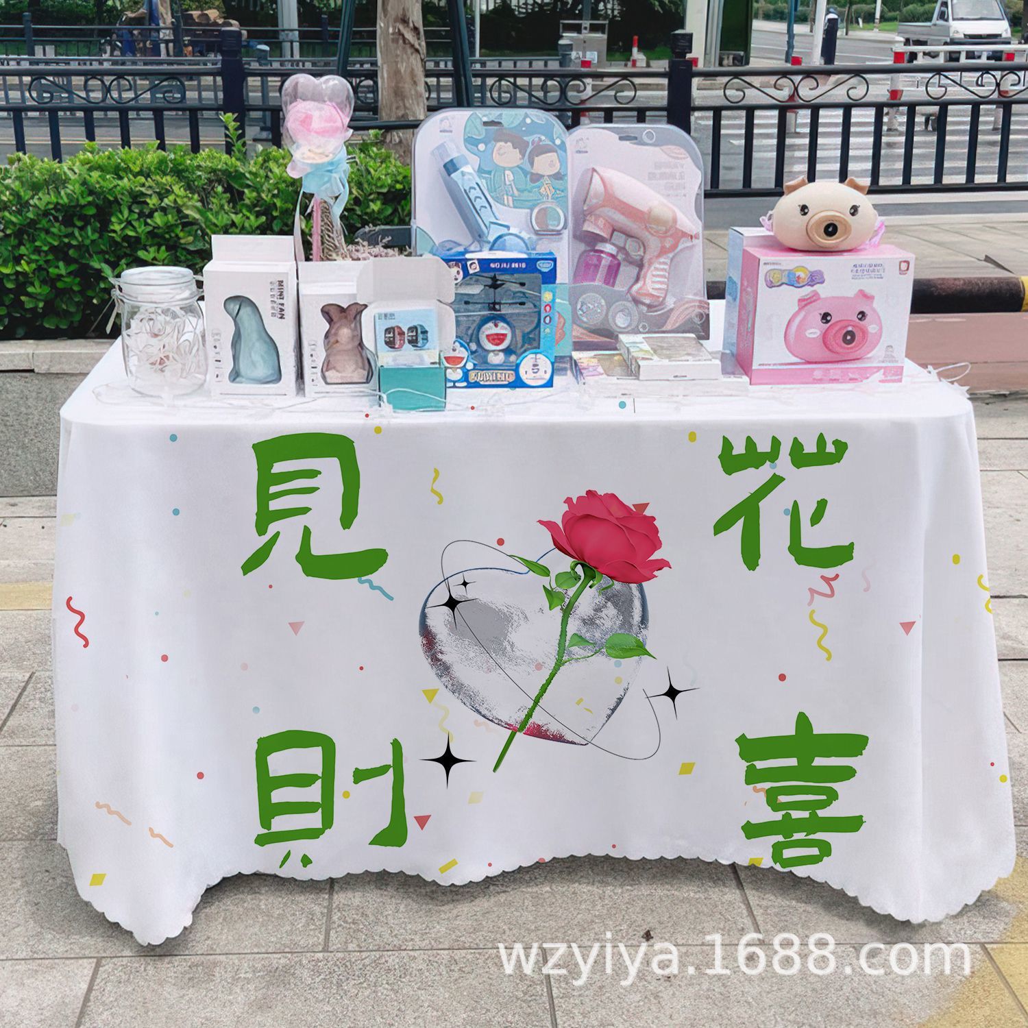 Venta de flores publicitarias publicidad mercado nocturno puestos de mesa tela carro mesa tela tela de mesa acera