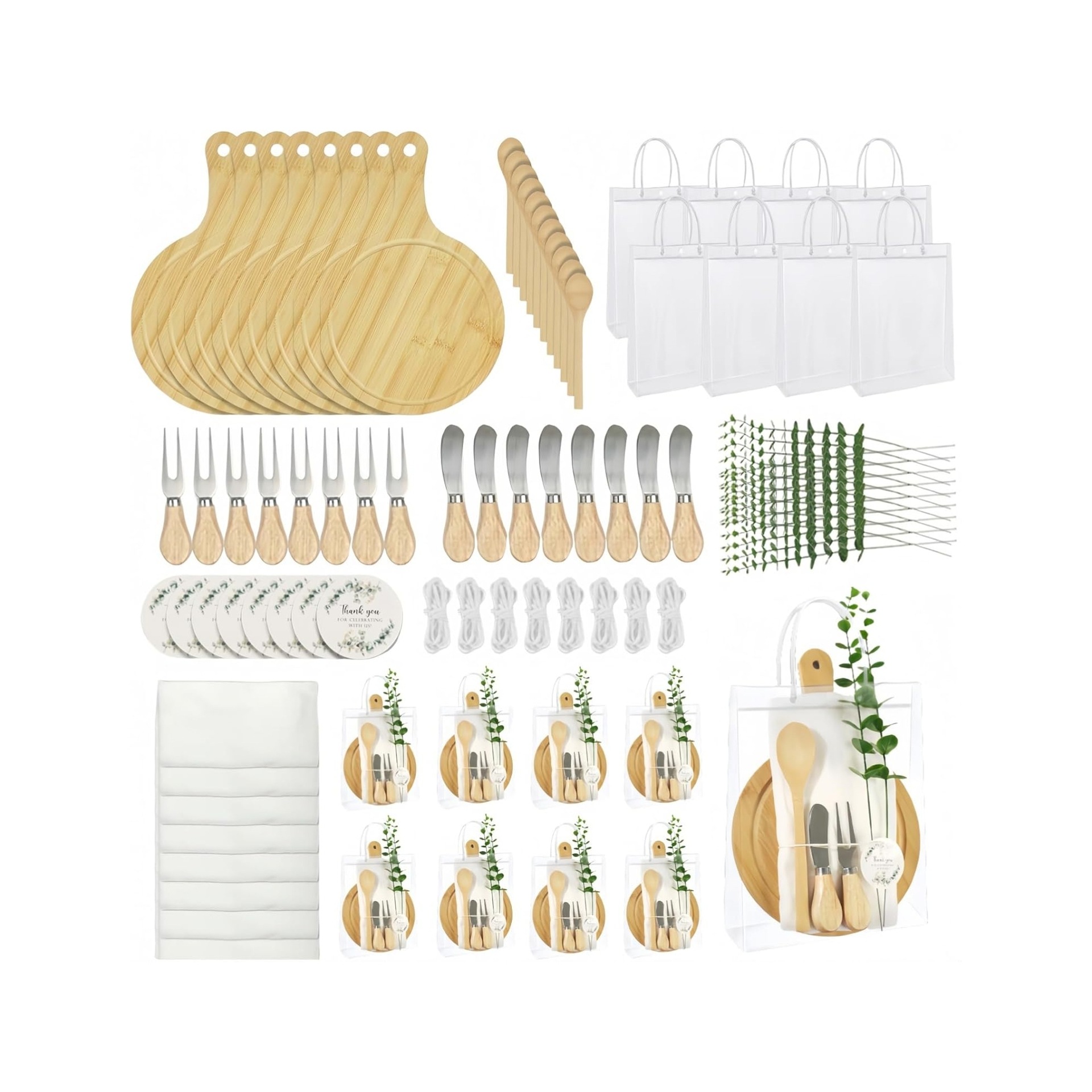 Juego de tablas de caja de regalo de queso con mango, cuchillo y tenedor, juego de 8 piezas, tabla de cortar de regalo, tabla de queso, juego de utensilios de cocina, Yama