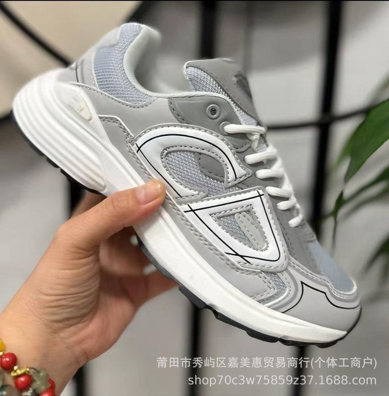 欧洲站跨境专供新款CD百搭休闲鞋增高小白鞋系带情侣跑鞋字母B30|undefined