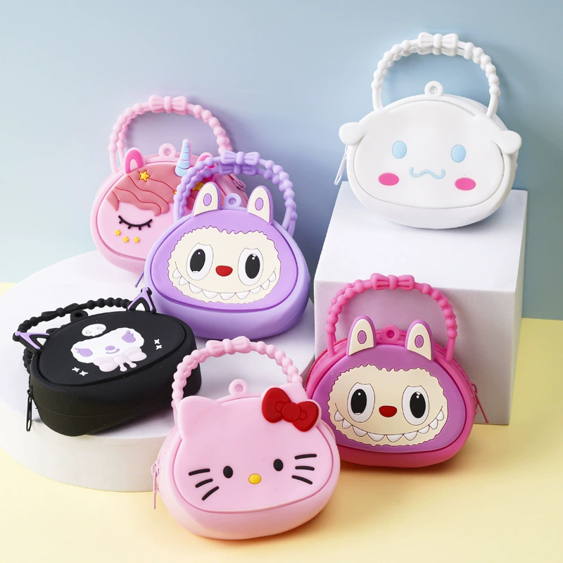 Children's cartoon silicone wallet, bag, cute storage system, set