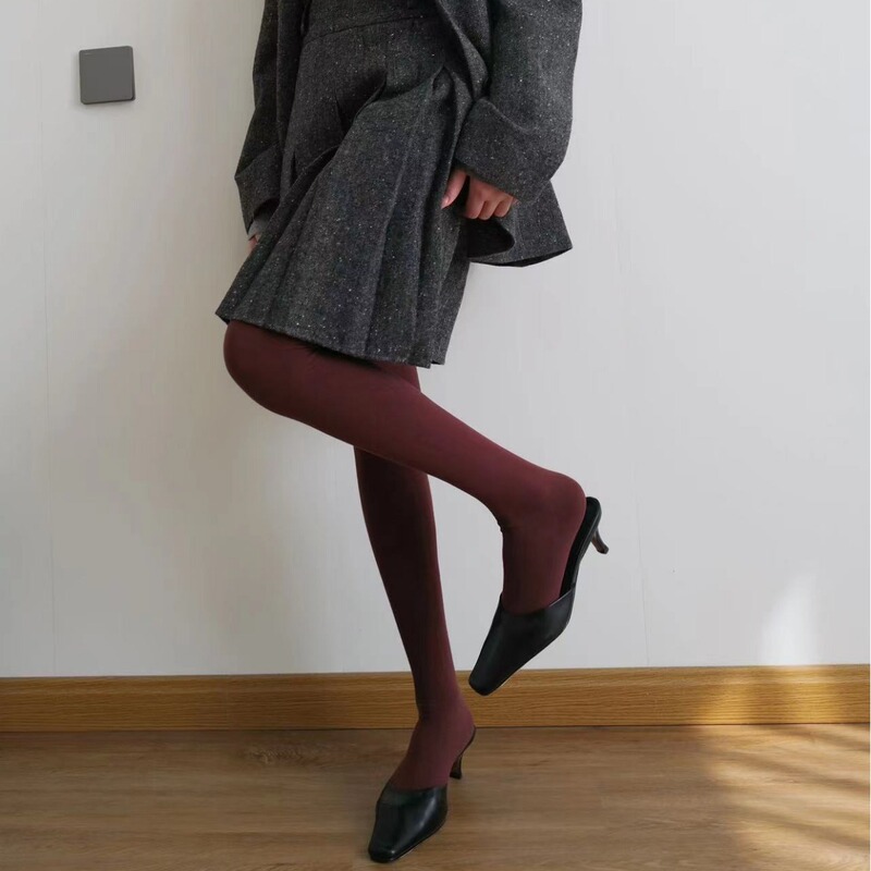 Autumn anD Winter 500D Atmosphere Wholesale Elegant BurgunDy Pantyhose Non-sensory Cotton Leggings Plain Leg Socks