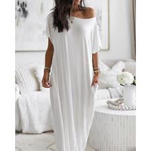 L 73337 Solid short sleeve long dress ��ɫ���䳤ȹ�羳��