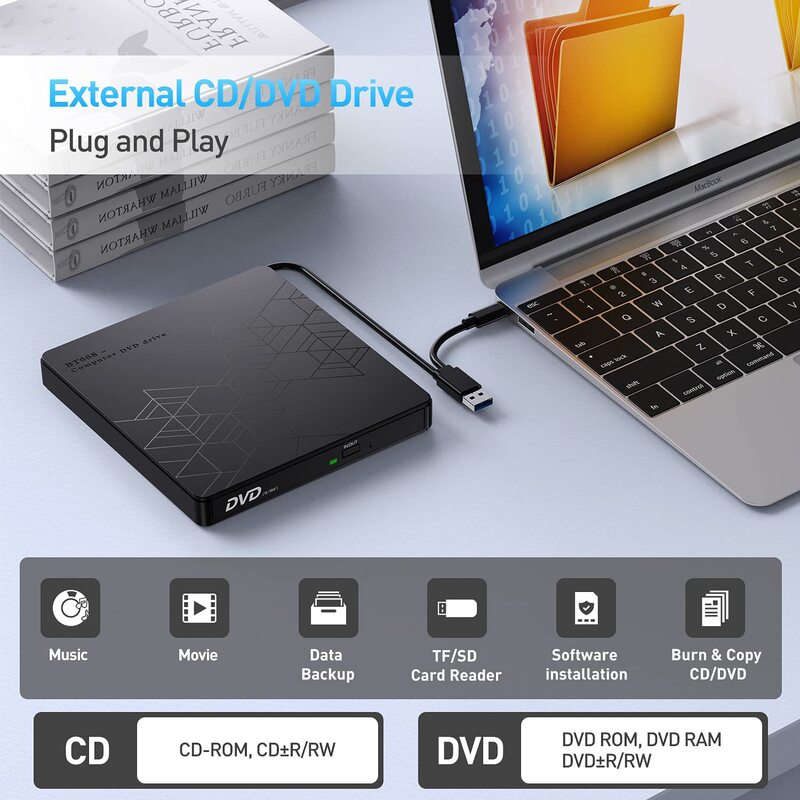 読み取り可能tfカードsdカードディスクプレーヤーusb多機能外付け光学ドライブノートパソコンDVDレコーダー|undefined