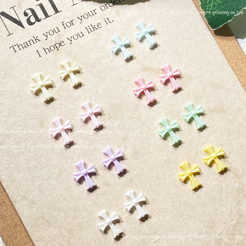 Macaron Cross Nail Art Ornaments Resin Croheart Nail Decoration DIY Wear Armor Material Accessories Wholesale