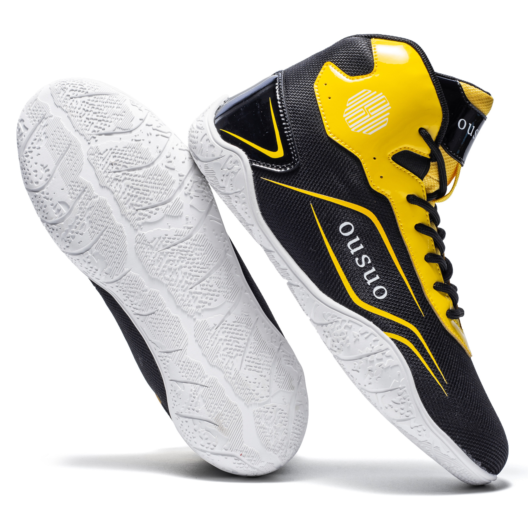 Professional Boxing Shoes, Genuine Leather Men's Competition Gym Training Shoes, Wrestling Shoes, Fighting Shoes, Sanda Non-Slip and Breathable