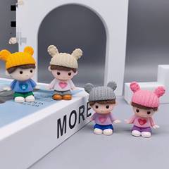 Stylized Cute Couple Moss Miniature Landscape DIY Ornament PVC Plastic Craft Keychain Cake Accessory Wholesale