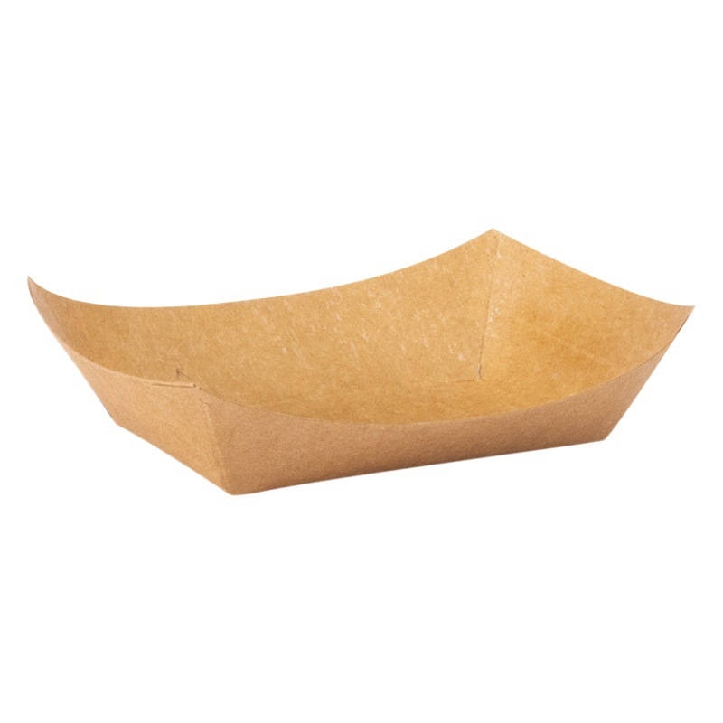 Disposable Kraft Paper Boat box packing box thickened rectangular camping stall barbecue snack plate packing box