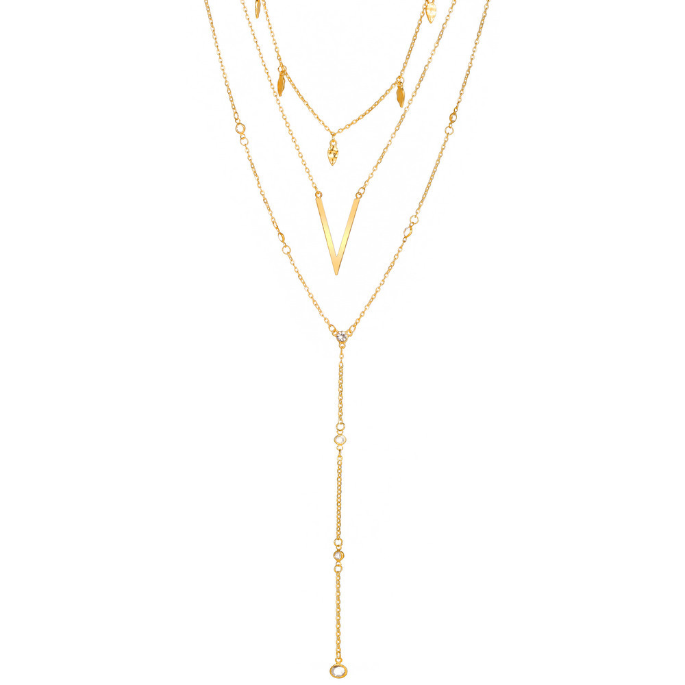 Fashion Multi-layer Diamonds Long V-shaped Alloy Necklace display picture 3