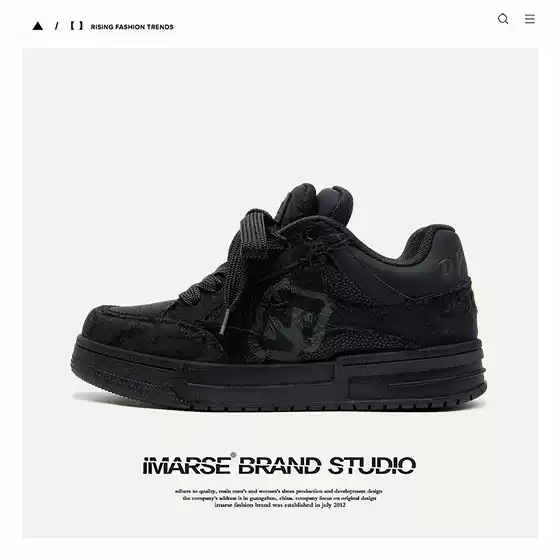 Guangzhou Shoes Destruction Aesthetic Series Black Knight Youth Trend Casual Thick-soled Men's Shoes Low-top Board Shoes for Men and Women