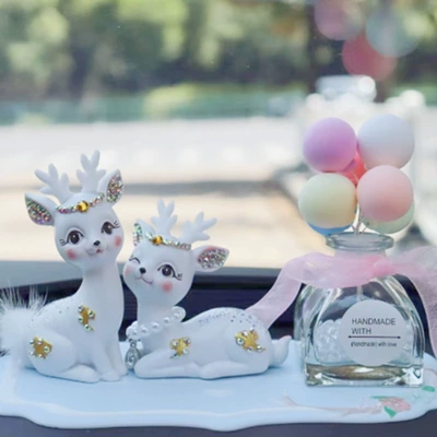 Suitable for Women — Car ornaments - white-diamond-encrusted-deer-macron-balloon-bottle-blue-antler-pad-glue-10