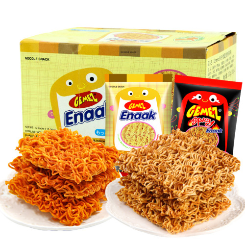 Indonesian Imported GEMEZ Chicken Crispy Noodles Hot BBQ Flavor 14g Chicken Noodles Snack Wholesale