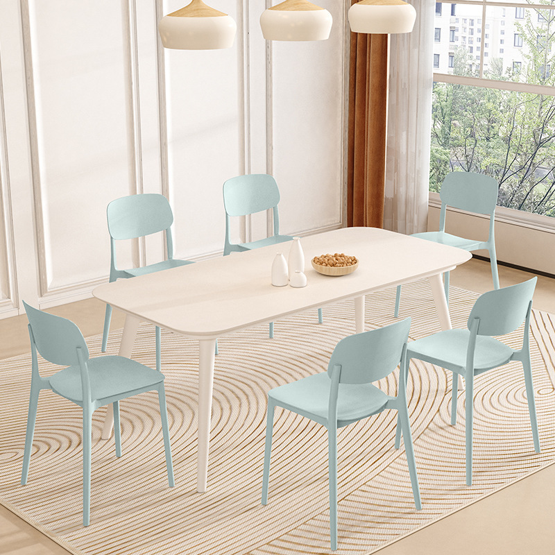Silla de comedor con respaldo para el hogar, simple y gruesa, taburetes de plástico cómodos para sentarse, sillas de mesa de comedor comerciales nórdicas.