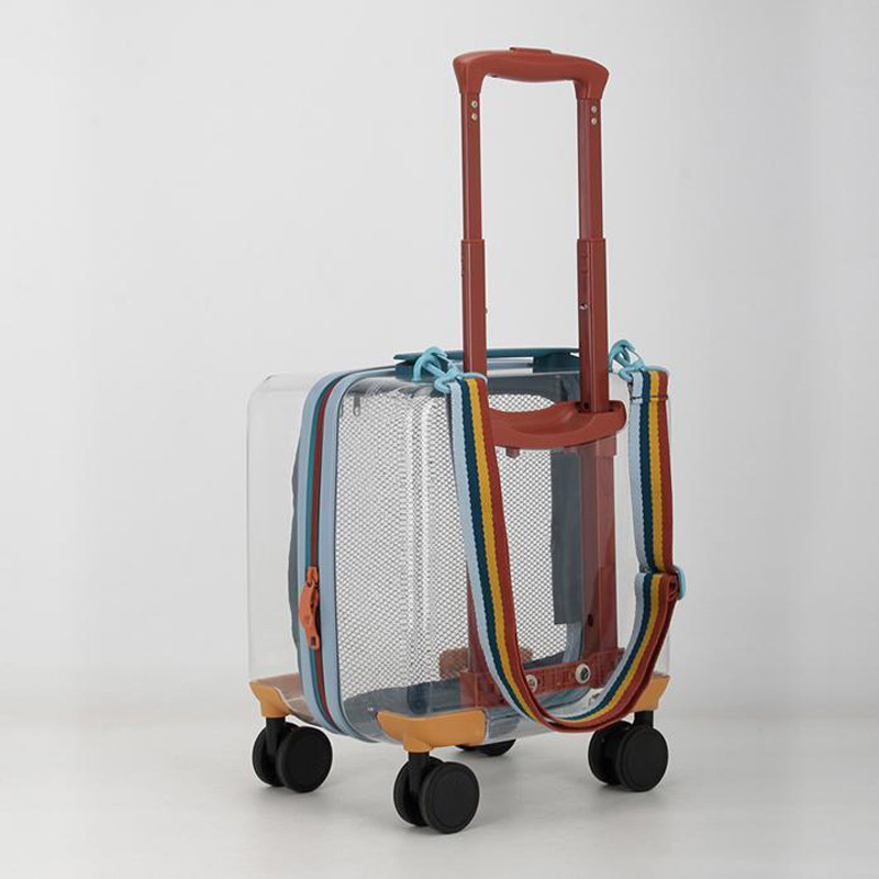 Vali kéo trẻ em 14 inch nhẹ, có dây kéo, hộp đựng thú cưng tùy chỉnh — Màu vàng cam, Màu trong suốt