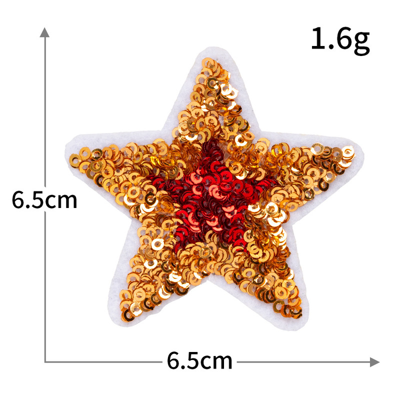 カラフルなスパンコールブティック刺繍布ステッカー五芒星シリーズコンピュータ刺繍衣類アクセサリー粘着装飾バッジ|undefined