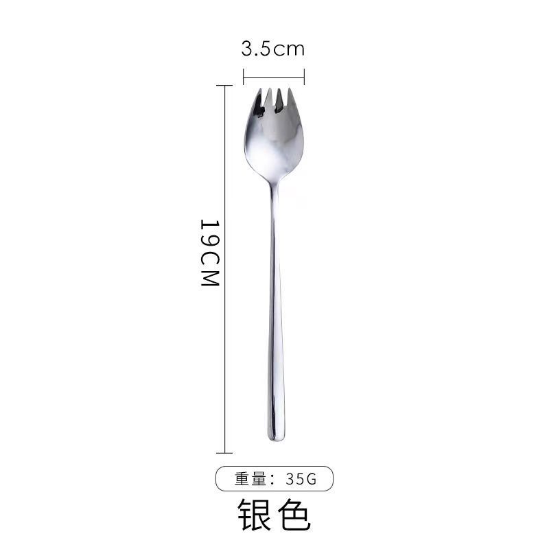 304ステンレス鋼フォークスプーン一体サラダスプーンフォークカップラーメンフォークフルーツデザート両用スプーンフォークシャーリングフォーク厳選|undefined