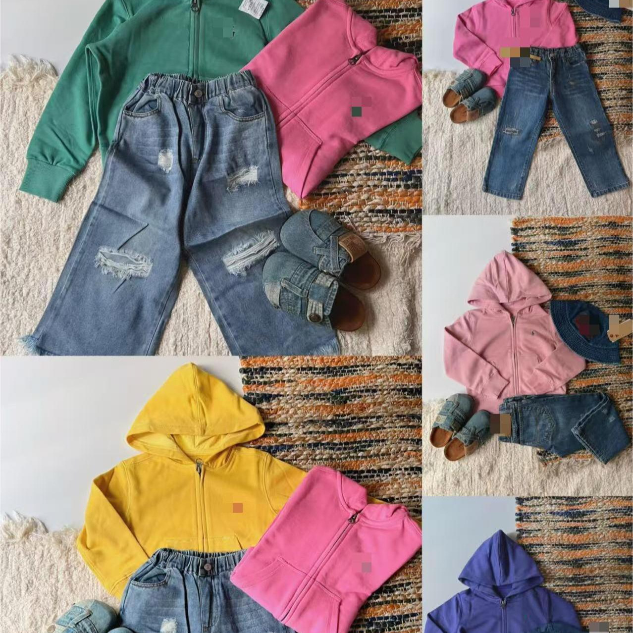 (in Stock, Immediate Dispatch) Little Pony Multi-Color Hooded Sweatshirt Parent-Child Children's Zip-Up Jacket