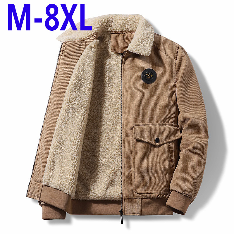 5XL - 8XL más tamaño de cacho de invierno y cacho de algodón hombre más chaqueta de algodón de cacho de cordero chaqueta de moda