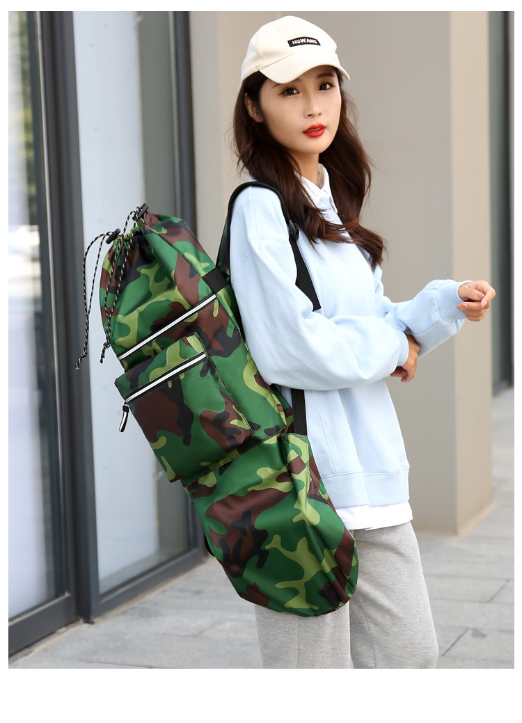 Waterproof 45 Inches Solid Color Camouflage Outdoor Drawstring Backpack display picture 7