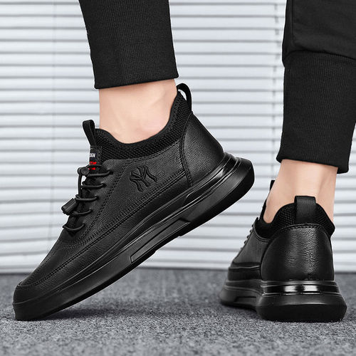 Leather breathable casual shoes 2024 spring and autumn new men's running shoes fashion Korean style trendy shoes men's shoes 