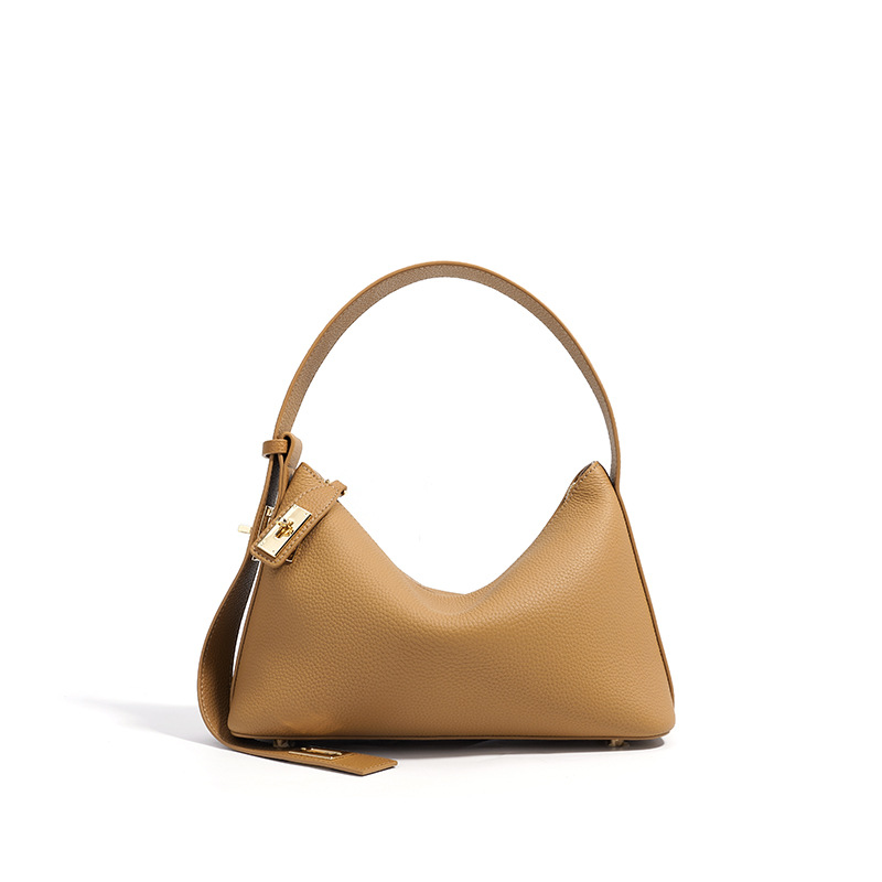 Top Grain Cowhide Leather Women's Crossbody Dumpling Bag, High-End Commuter Shoulder Bag, Niche Designer Handbag - Thumbnail 7