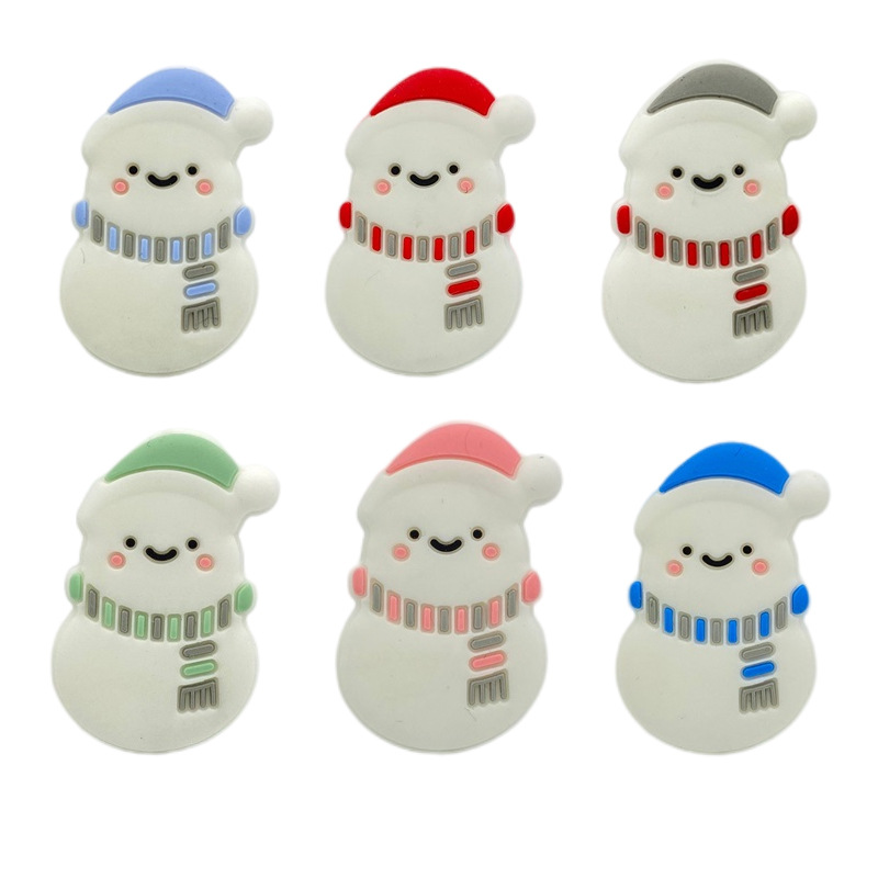 Manufacturer Supply Silicone Snowman Beads Creative Cartoon Baby Teething Rattles Christmas DIY Accessories