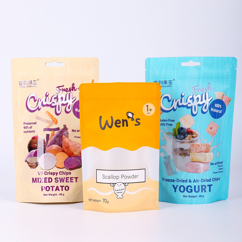 Self-standing zipper bag; food packaging bag