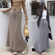 孕妇裙韩版仿羊绒针织半身裙2025秋季新款时尚托腹包臀鱼尾加长裙