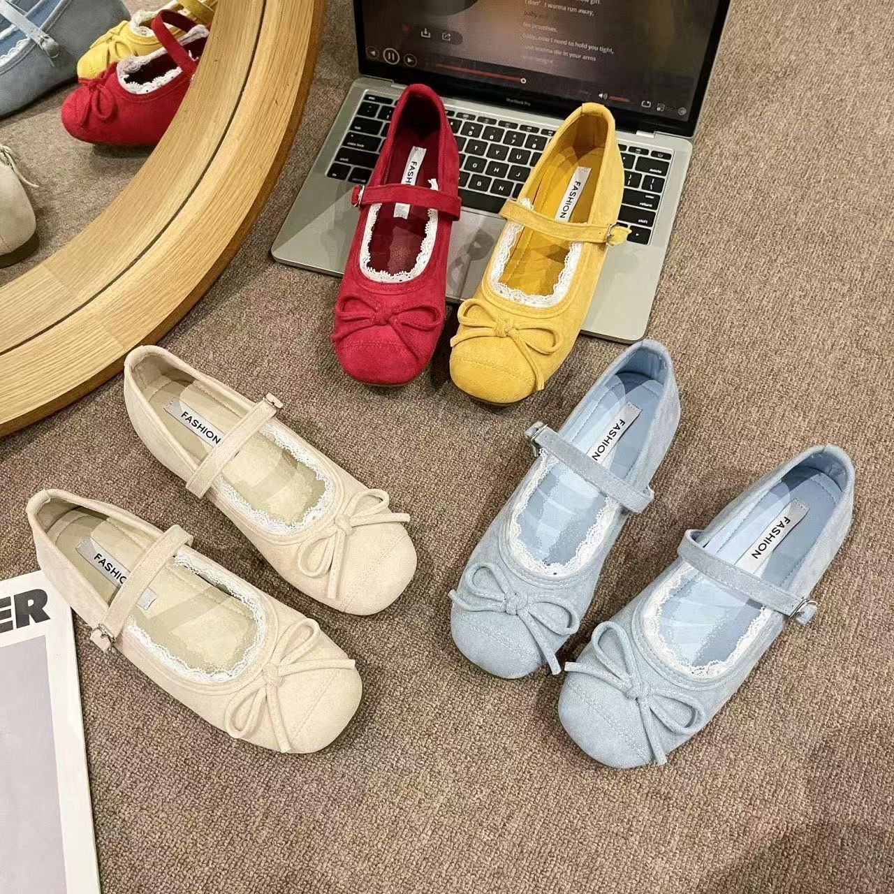 Inner Heightening Shallow Mouth Flats for Women 2025 Early Spring New French Retro Mary Jane Shoes Ballet Flats Scoop Shoes