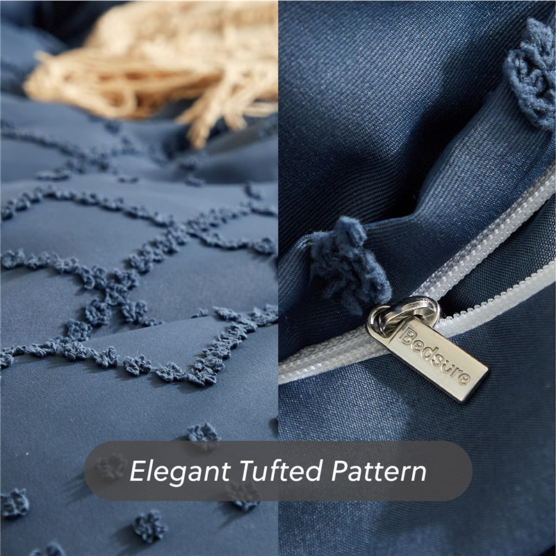 定制加工亚马逊爆款剪花三件套簇绒纯色波西米亚全棉套件被套枕套