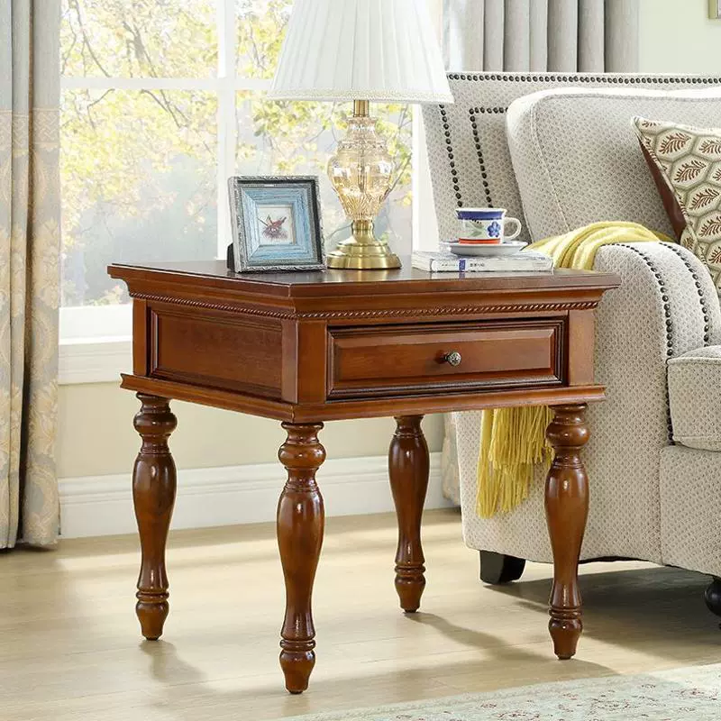 Угловой диван в европейском стиле, боковой шкаф, квадратный боковой столик из массива дерева в американском стиле, современный минималистичный гостиный столик, небольшой журнальный столик, квадратный боковой столик