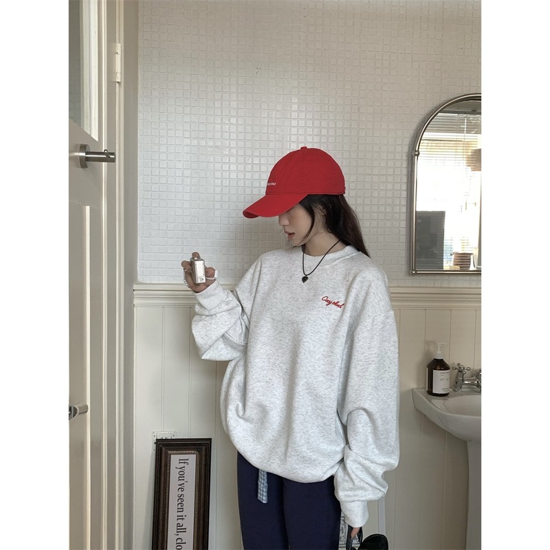 实拍~韩系字母腊肠狗刺绣宽松休闲卫衣女秋季新款圆领长袖上衣潮|undefined