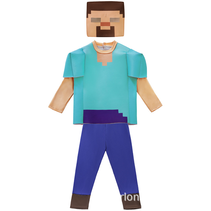 Disfraz de Minecraft para niños, disfraz de Steve para actuación en escenario, disfraz de Minecraft para Halloween