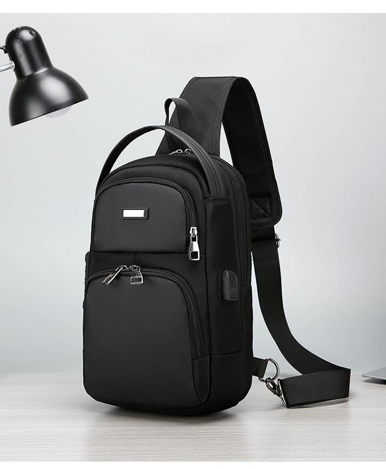 New single-shoulder crossbody bag, men's casual travel bag, simple chest bag, multi-functional waterproof password lock, anti-theft small backpack undefined